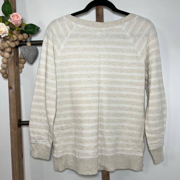 Aerie Long Sleeve Boat Neck Striped Sweatshirt Size Large - Picture 5 of 8